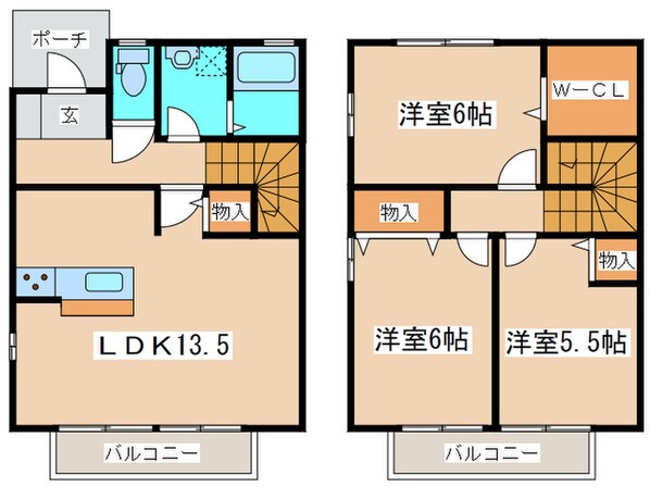 アルファタウン西田原　Dの物件間取画像